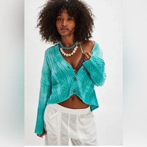 NWT FREE PEOPLE WASHED ASHORE CABLE KNIT CARDI